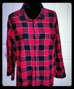 Ladies plaid button down